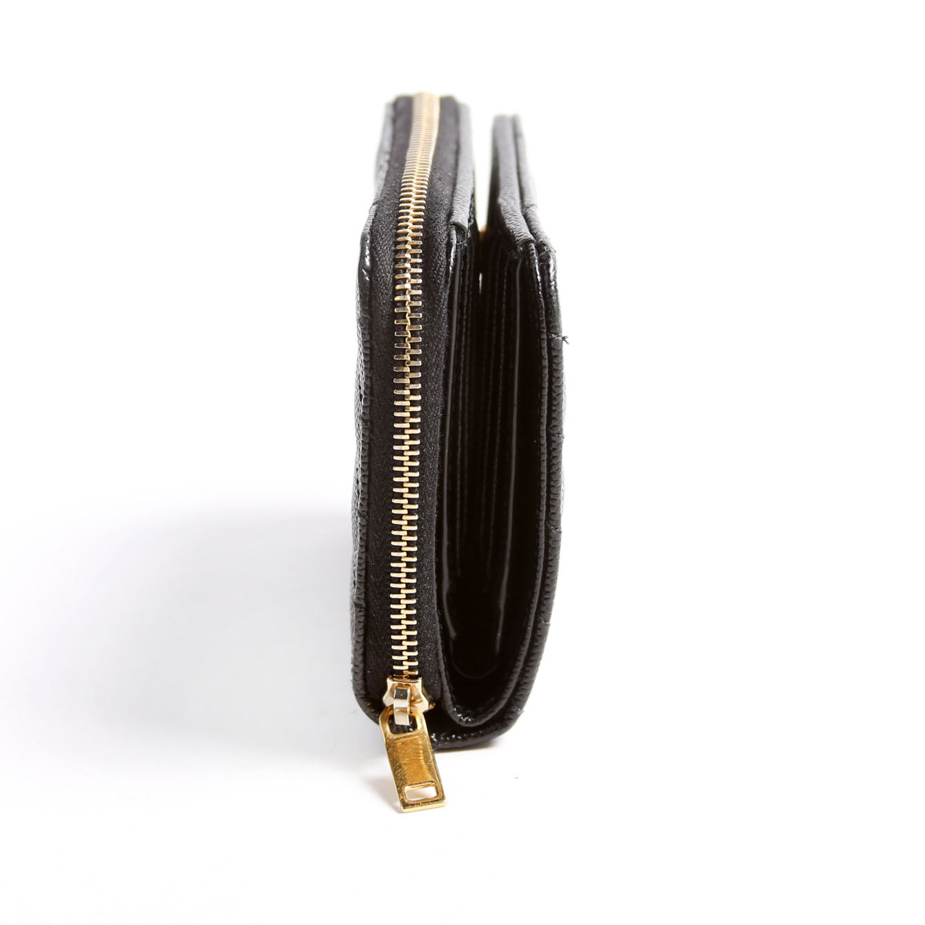 403723 Cassandre Grain De Poudre Compact Zip Around Wallet Black
