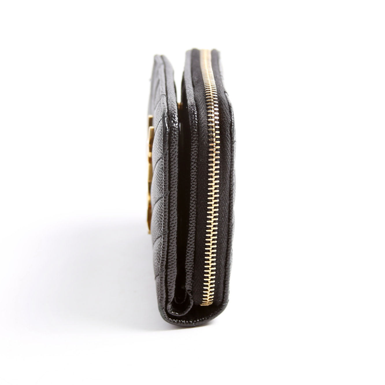 403723 Cassandre Grain De Poudre Compact Zip Around Wallet Black