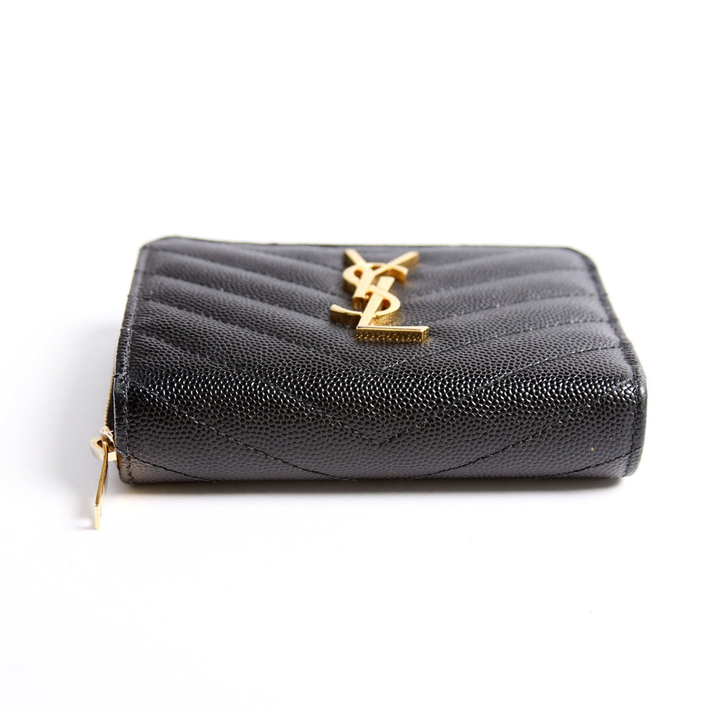 403723 Cassandre Grain De Poudre Compact Zip Around Wallet Black