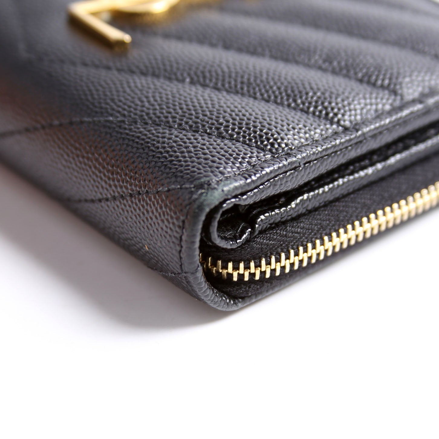 403723 Cassandre Grain De Poudre Compact Zip Around Wallet Black