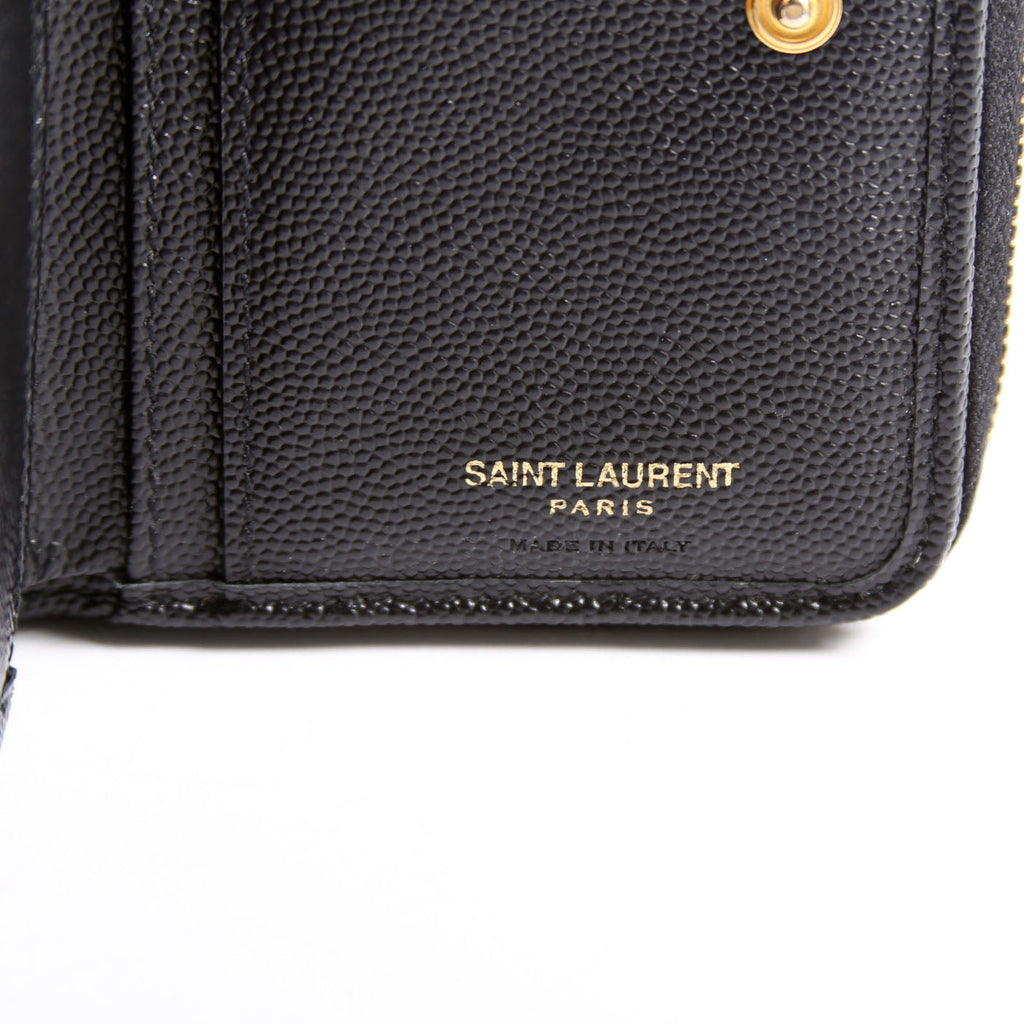 403723 Cassandre Grain De Poudre Compact Zip Around Wallet Black
