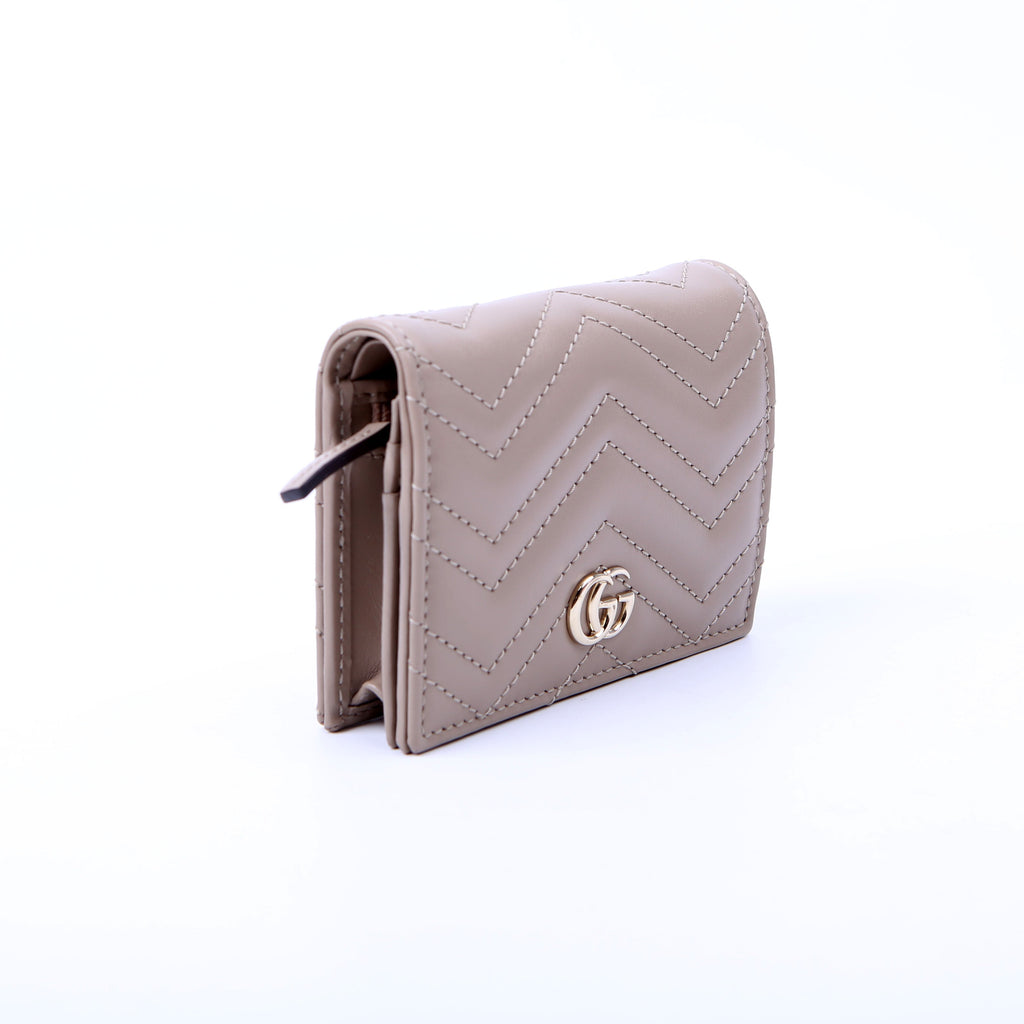 466492 GG Marmont Card Case Tan