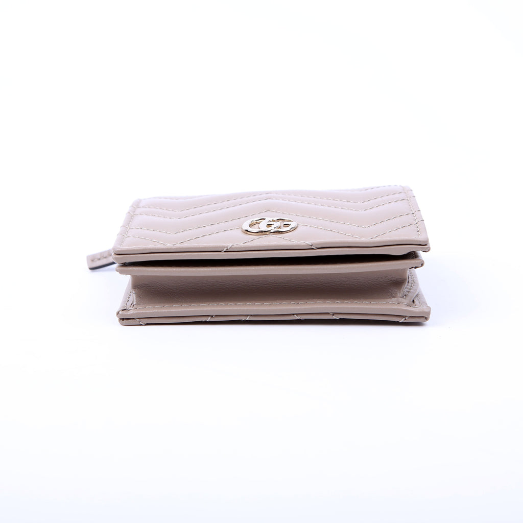 466492 GG Marmont Card Case Tan