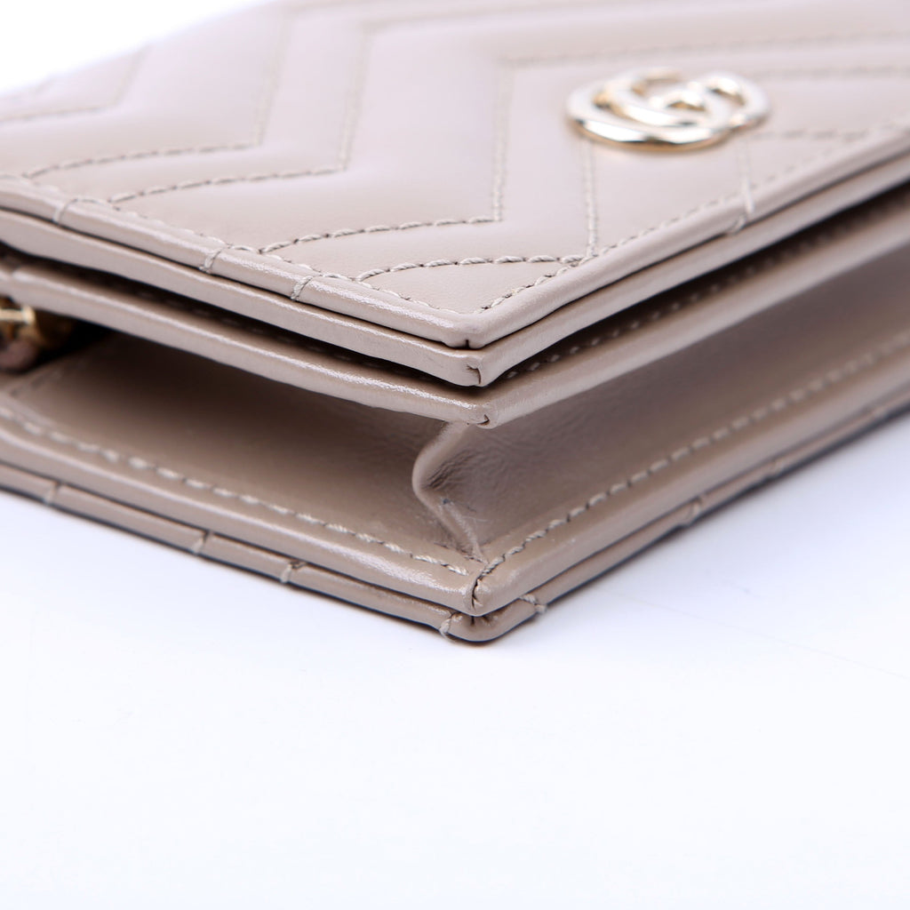 466492 GG Marmont Card Case Tan