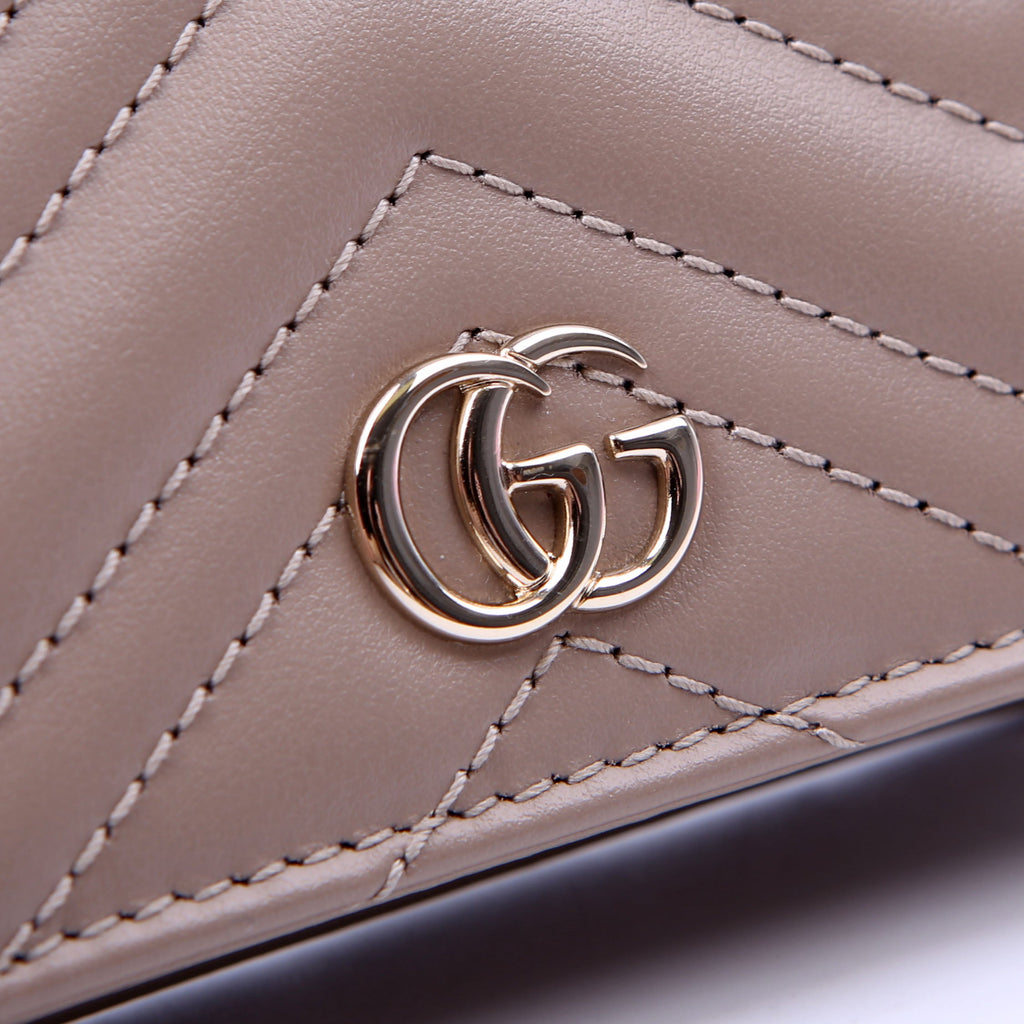 466492 GG Marmont Card Case Tan