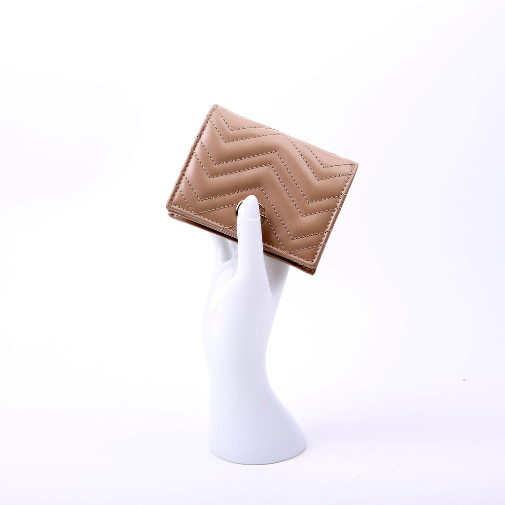 466492 GG Marmont Card Case Tan
