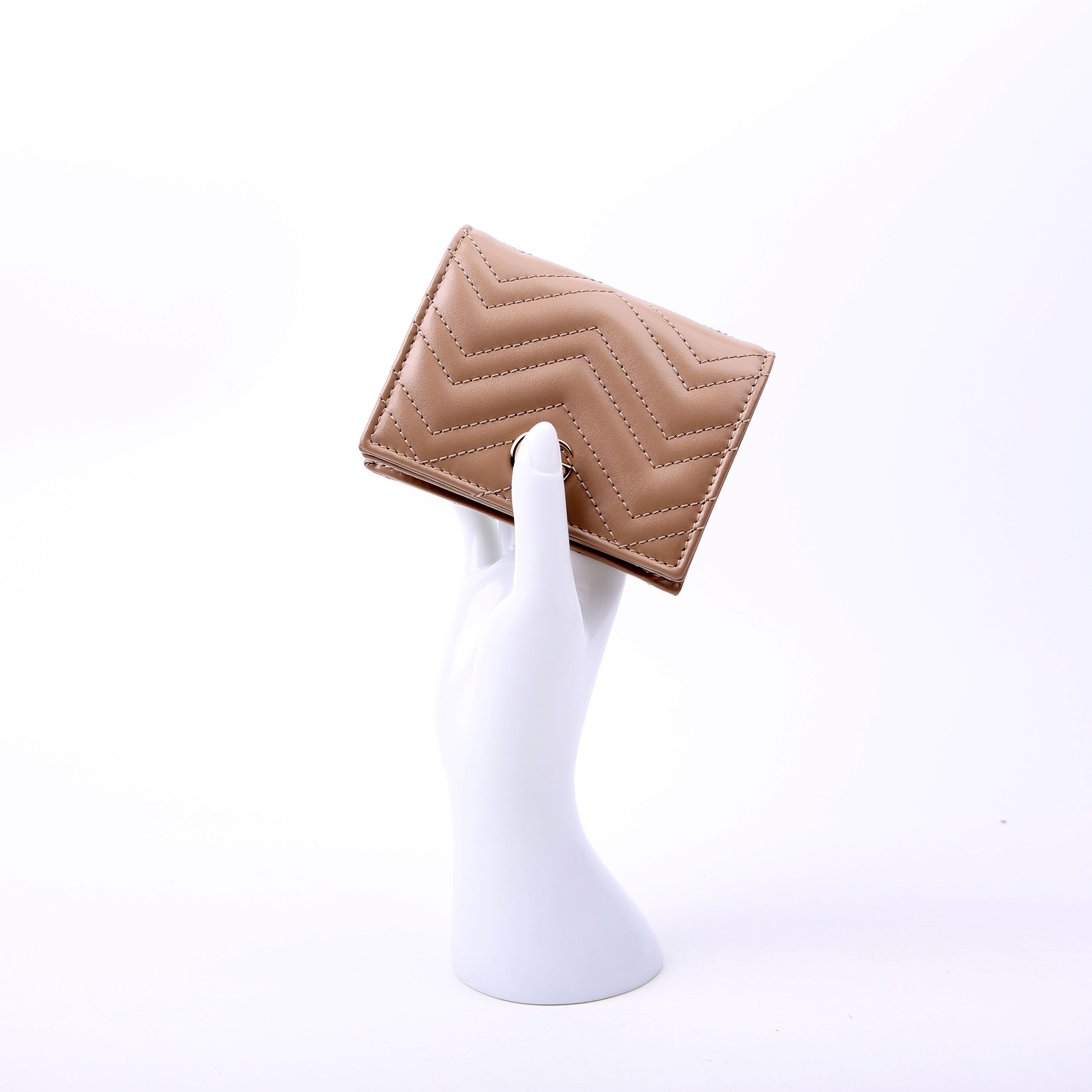 466492 GG Marmont Card Case Tan