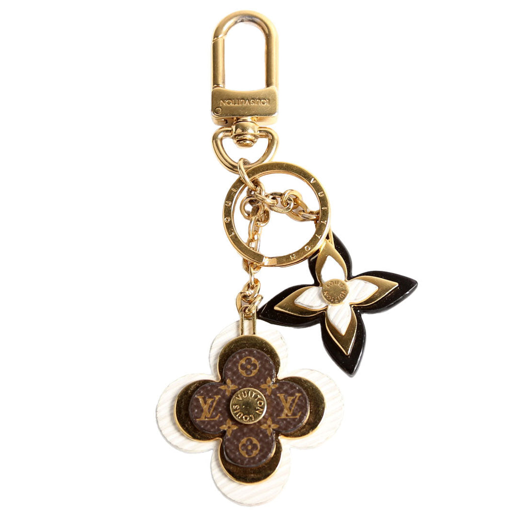 Blooming Flowers Key Ring Bag Charm Gold/Brown