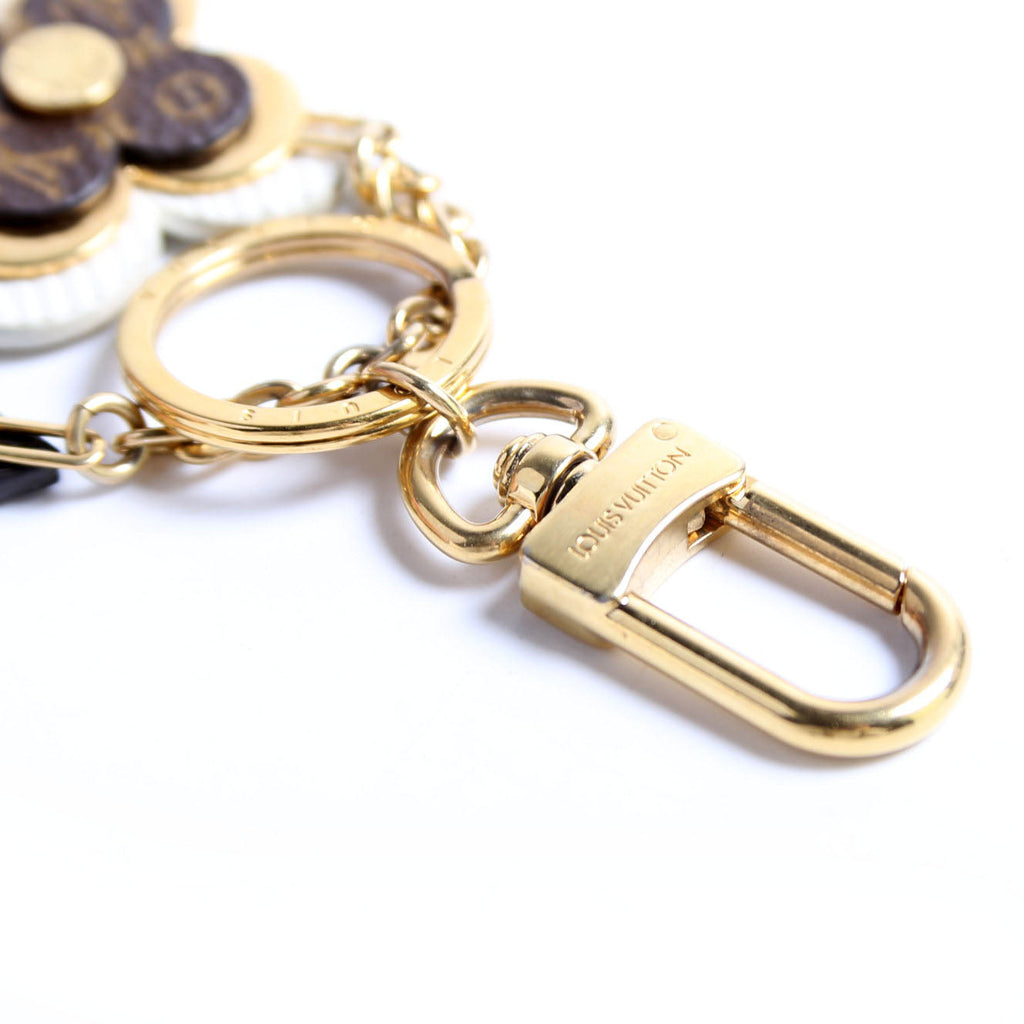 Blooming Flowers Key Ring Bag Charm Gold/Brown