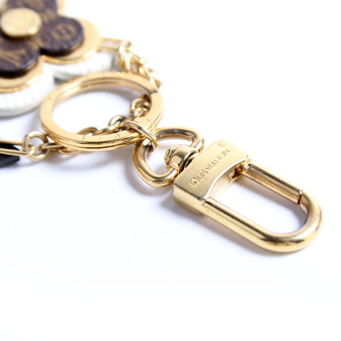 Blooming Flowers Key Ring Bag Charm Gold/Brown