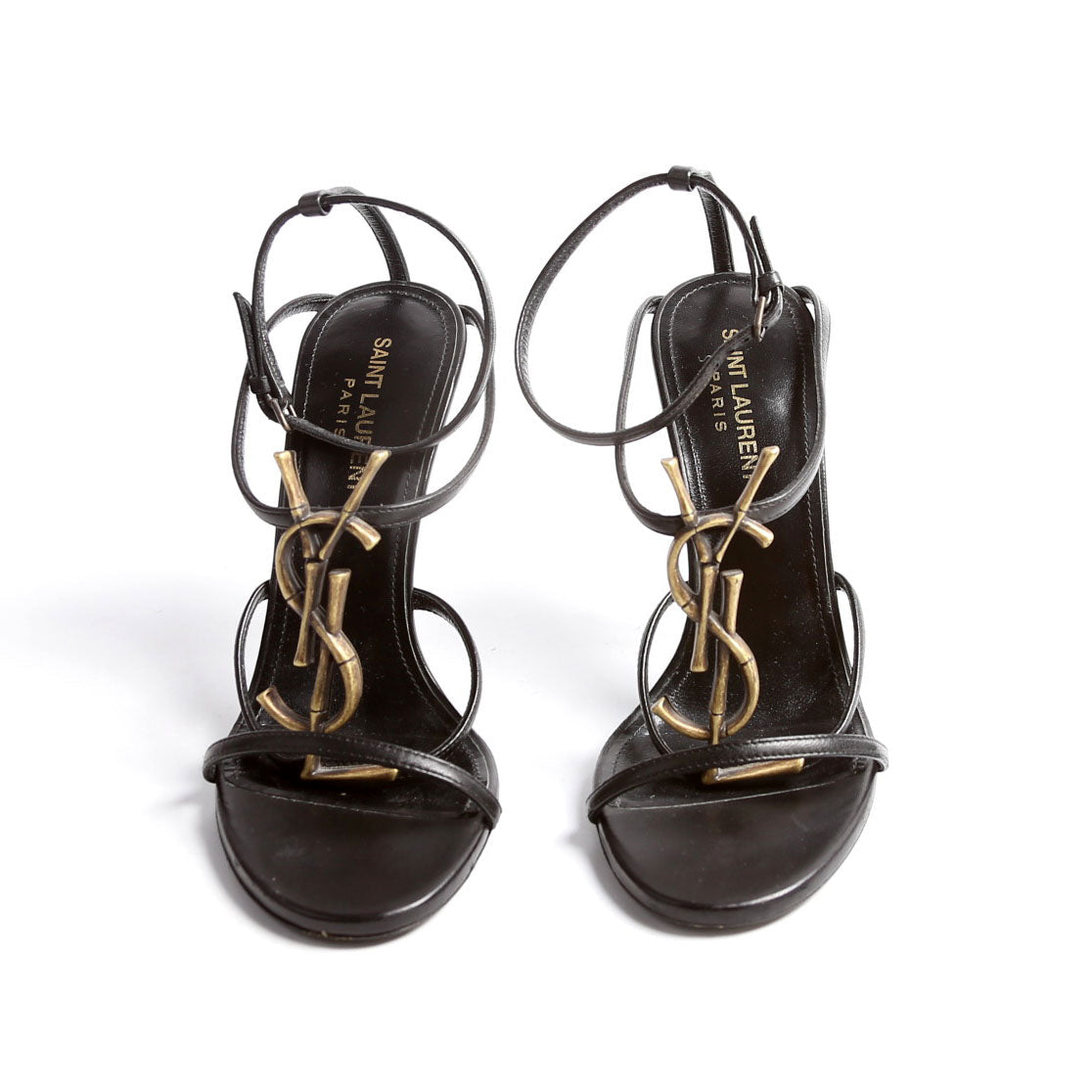 Cassandra Monogram Sandals 100 Size 37 Black/Gold