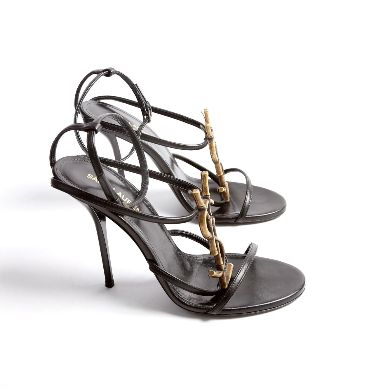 Cassandra Monogram Sandals 100 Size 37 Black/Gold