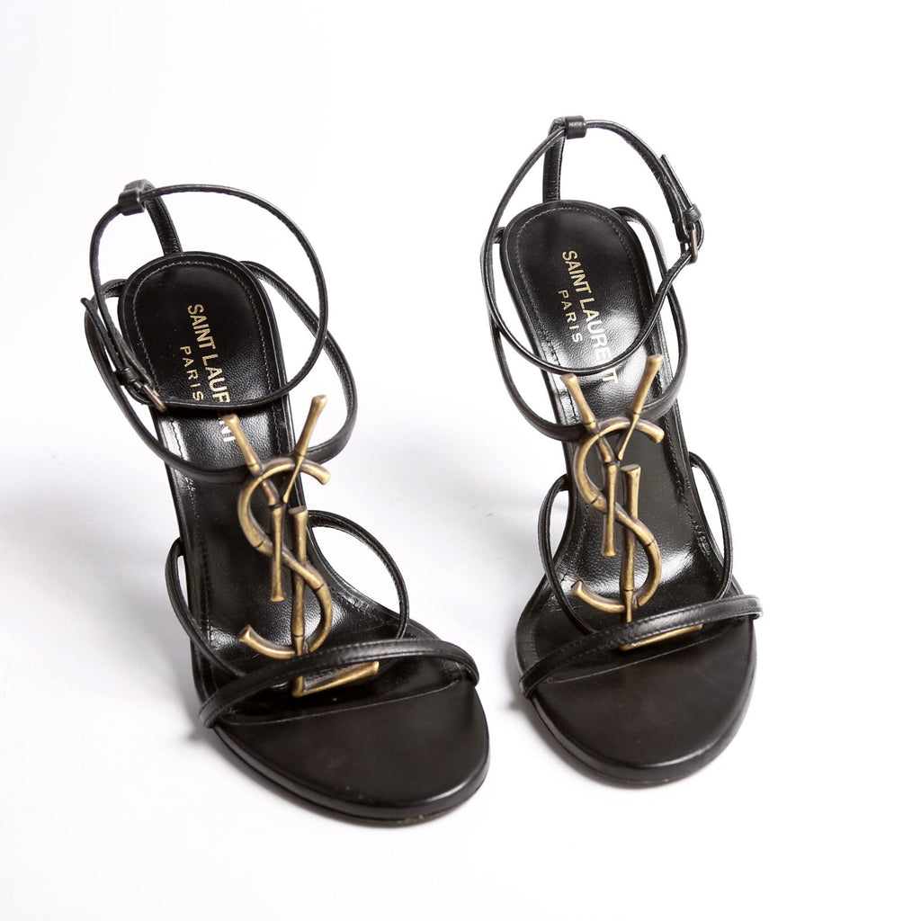 Cassandra Monogram Sandals 100 Size 37 Black/Gold