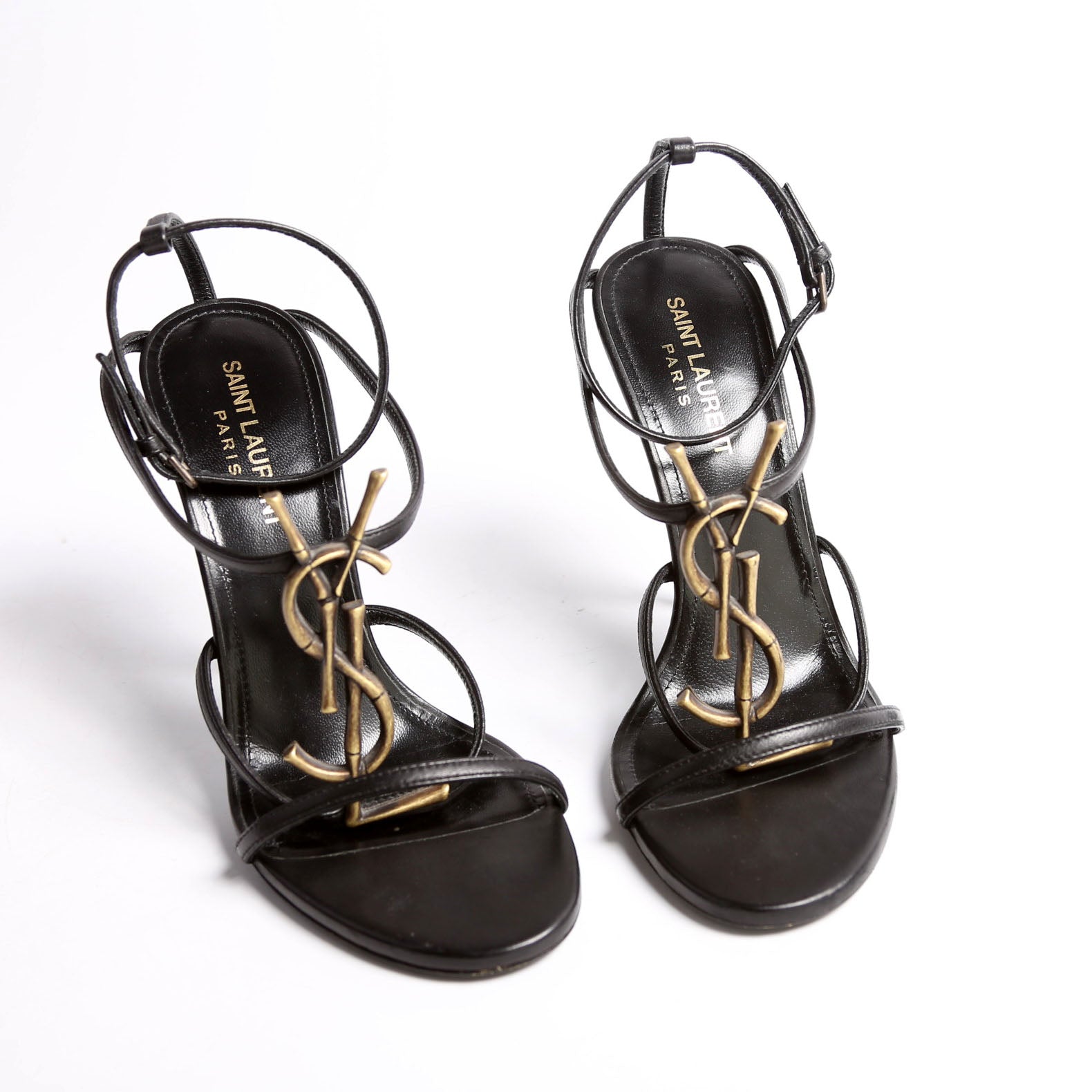 Cassandra Monogram Sandals 100 Size 37 Black/Gold
