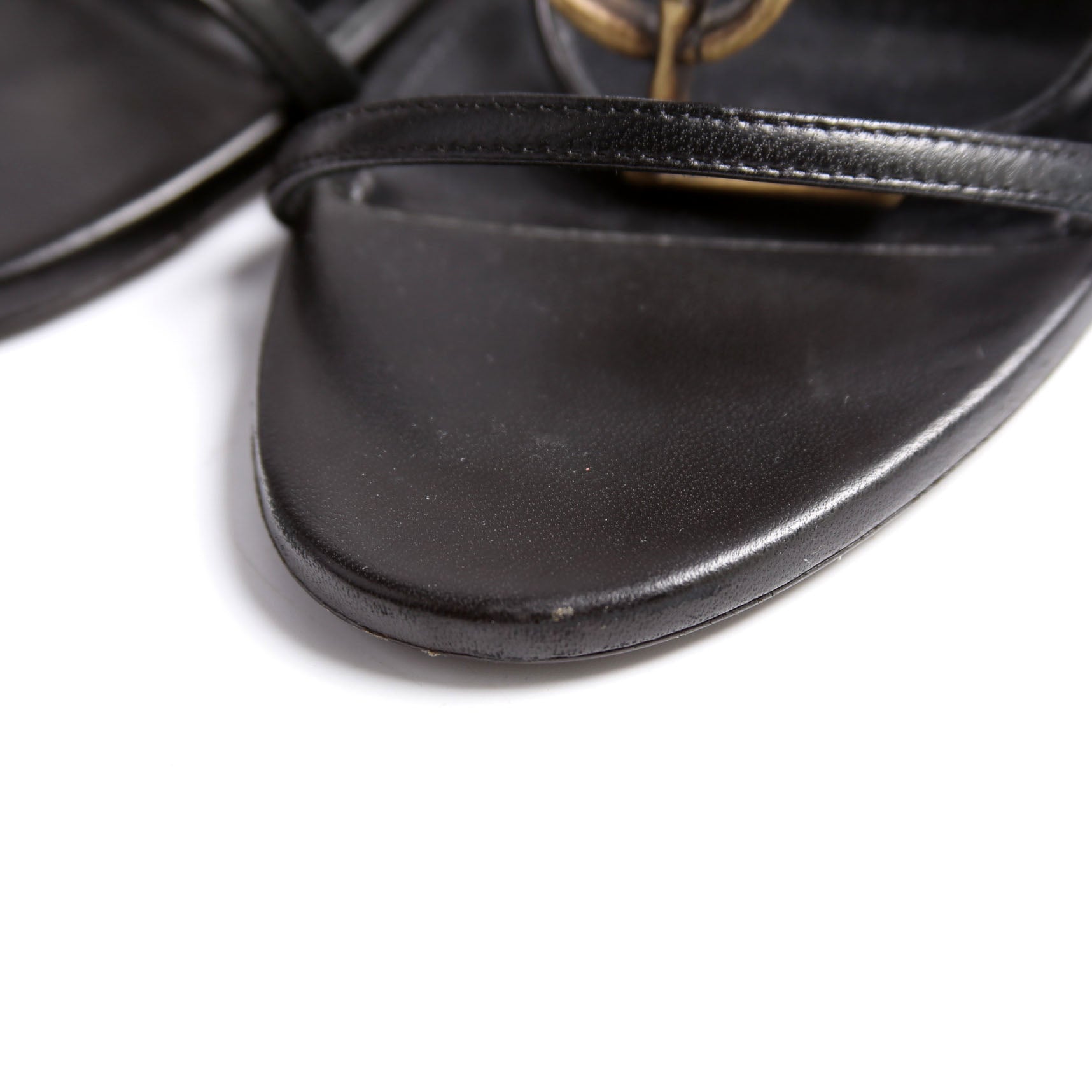 Cassandra Monogram Sandals 100 Size 37 Black/Gold