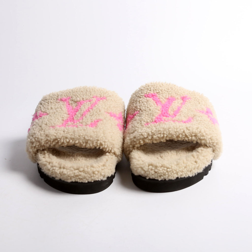 Paseo Shearling Comfort Mules Size 42 Tan/Pink