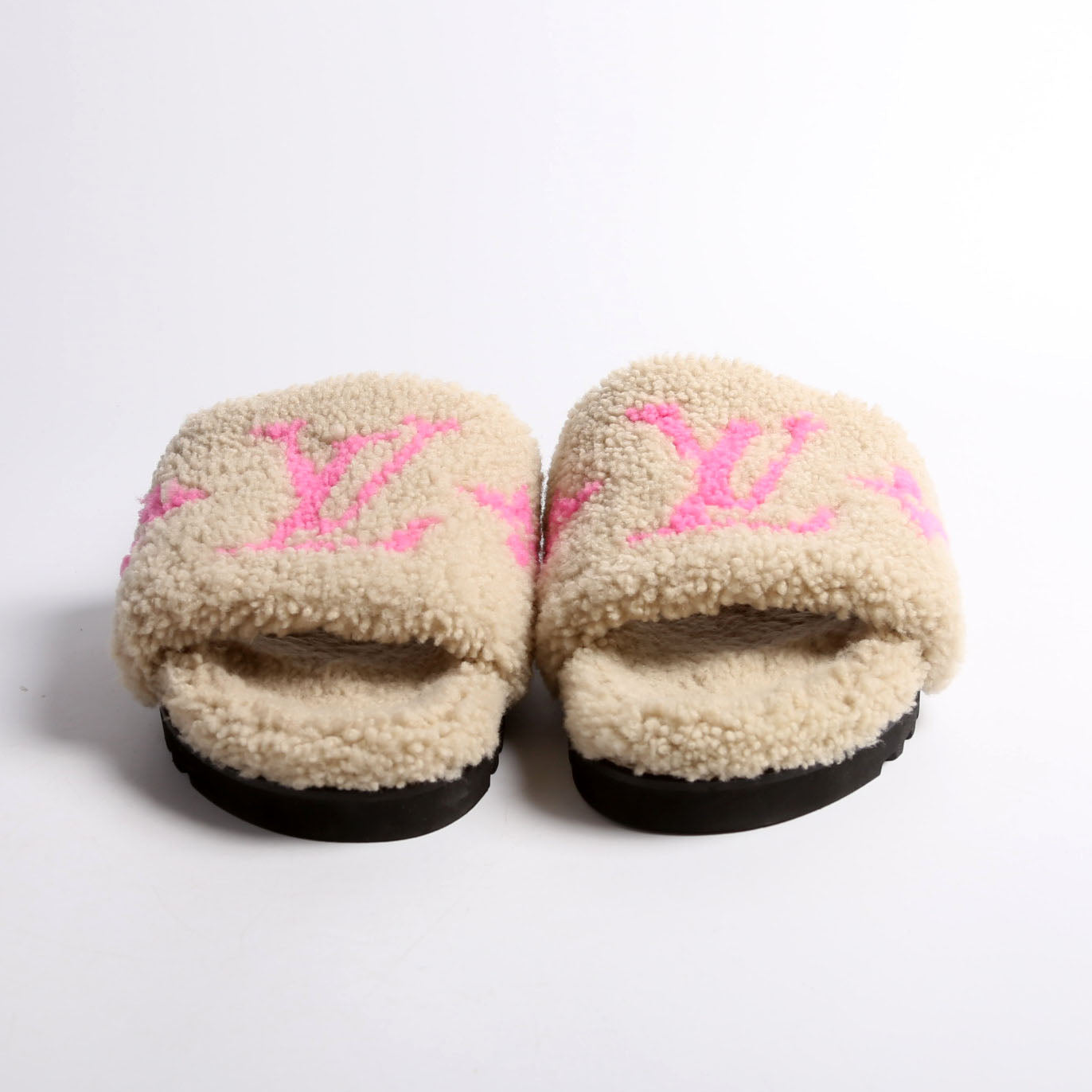 Paseo Shearling Comfort Mules Size 42 Tan/Pink