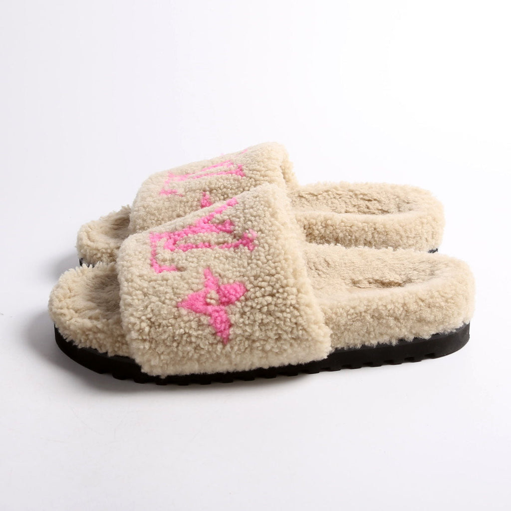 Paseo Shearling Comfort Mules Size 42 Tan/Pink