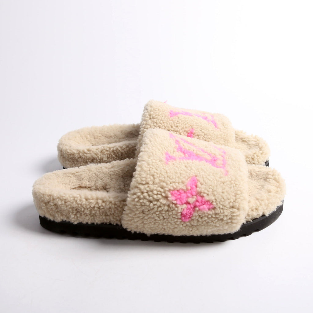Paseo Shearling Comfort Mules Size 42 Tan/Pink