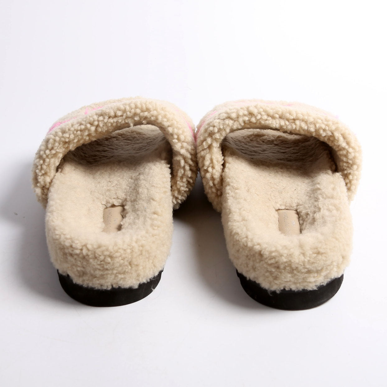 Paseo Shearling Comfort Mules Size 42 Tan/Pink