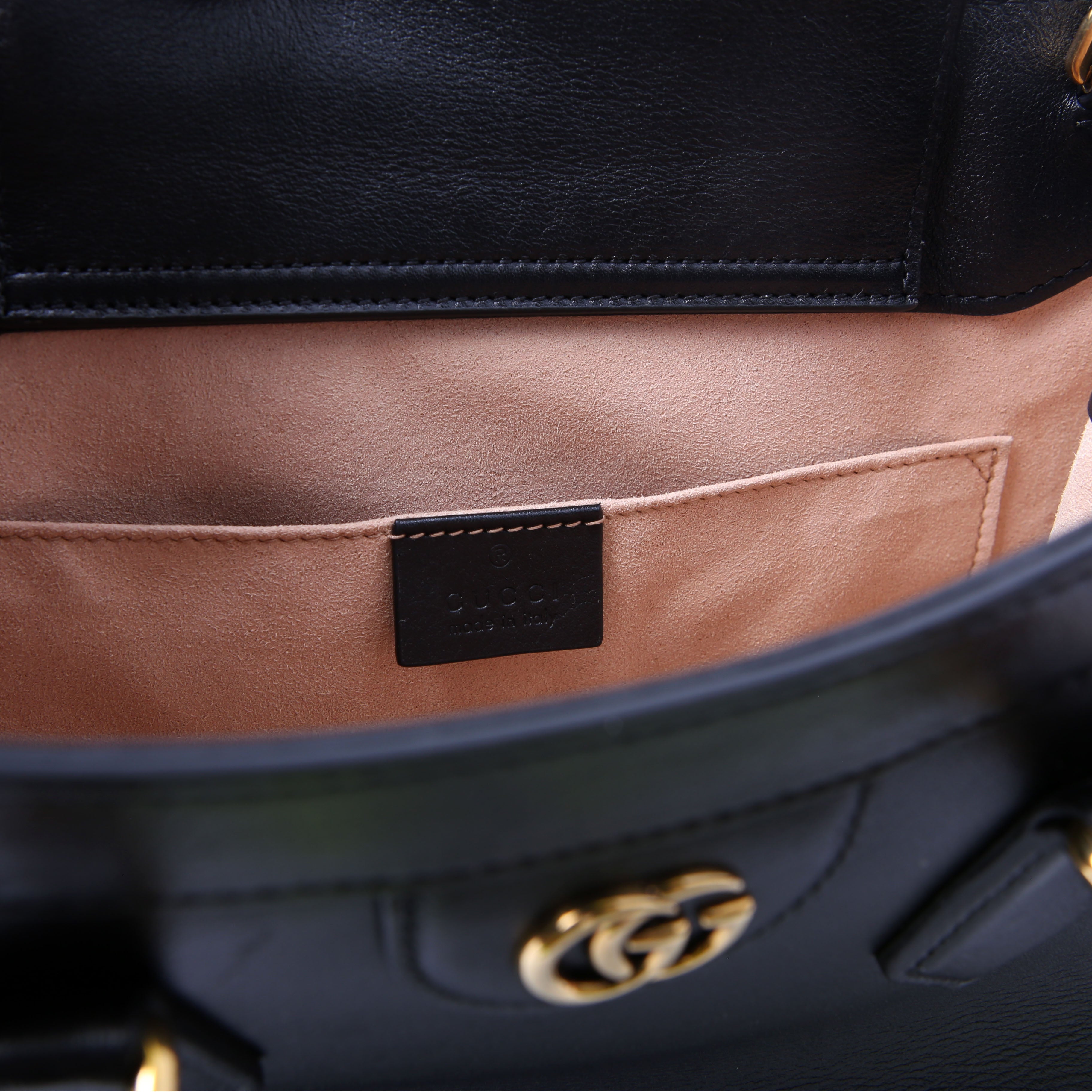 660195 Diana Small Leather Tote Black