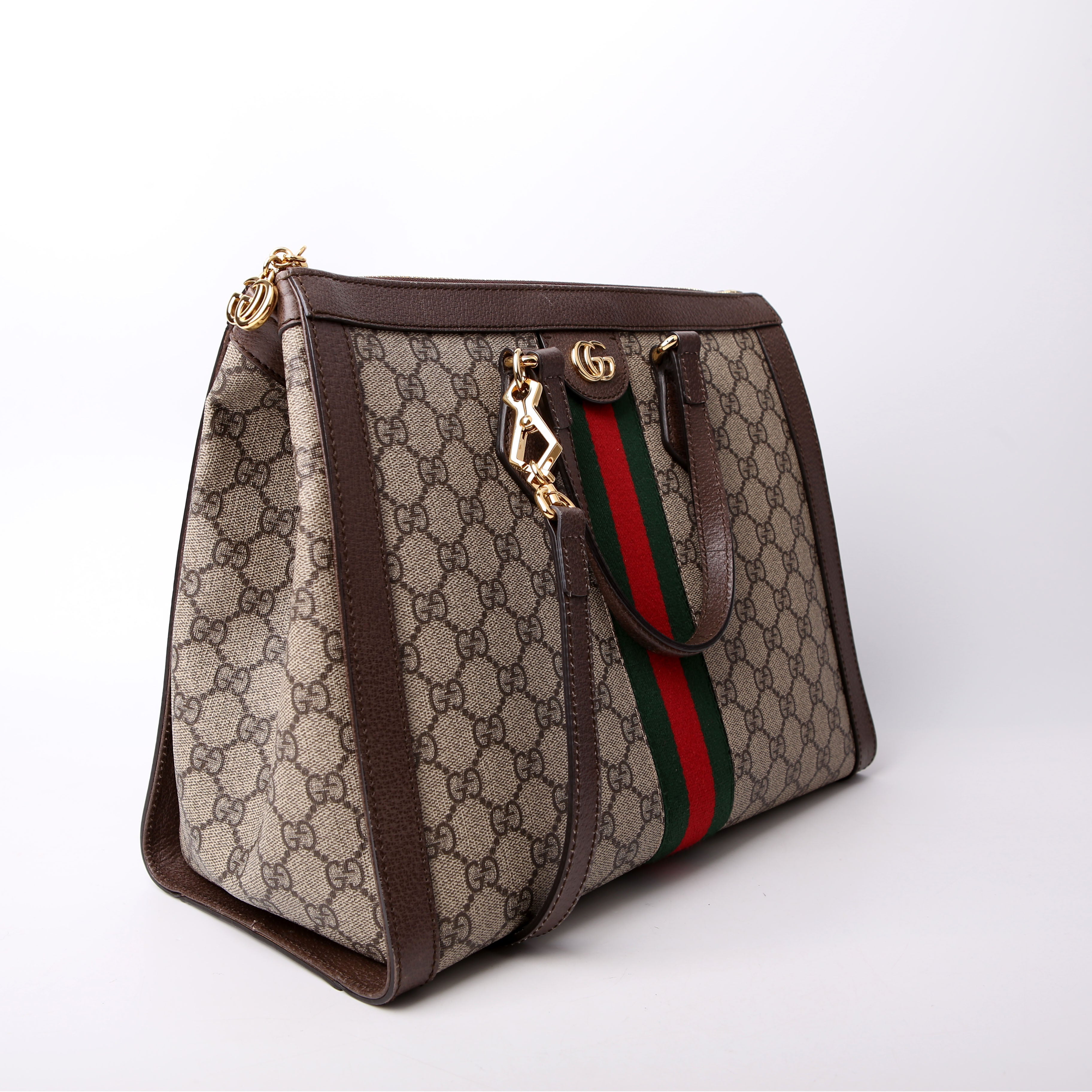 524537 Ophidia GG Medium Tote Brown