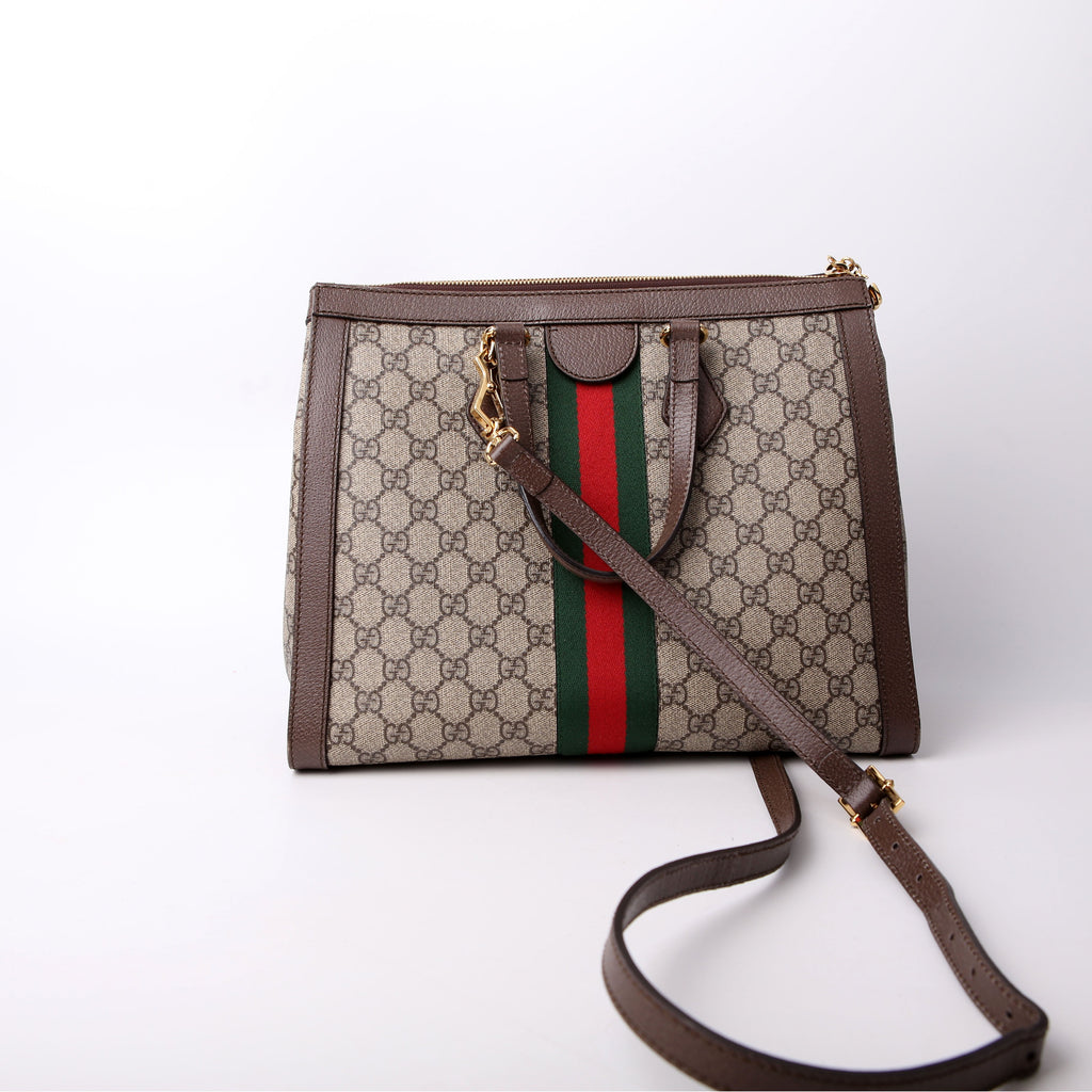524537 Ophidia GG Medium Tote Brown