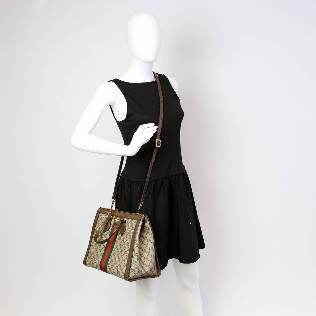 524537 Ophidia GG Medium Tote Brown