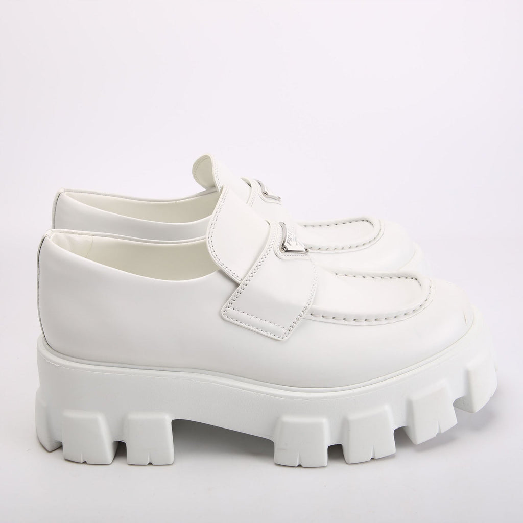Triangle Logo Monolith Loafers Size 39 White