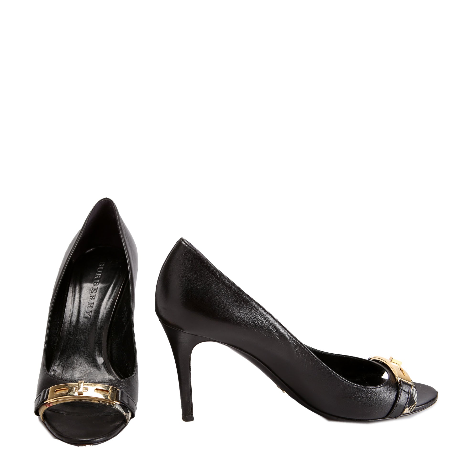 Open Toe Pumps Size 38 Black/Gold