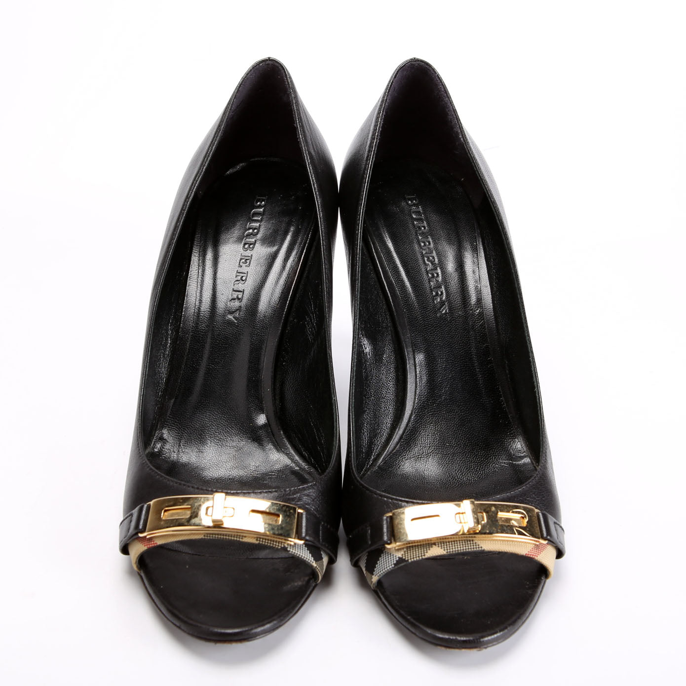 Open Toe Pumps Size 38 Black/Gold