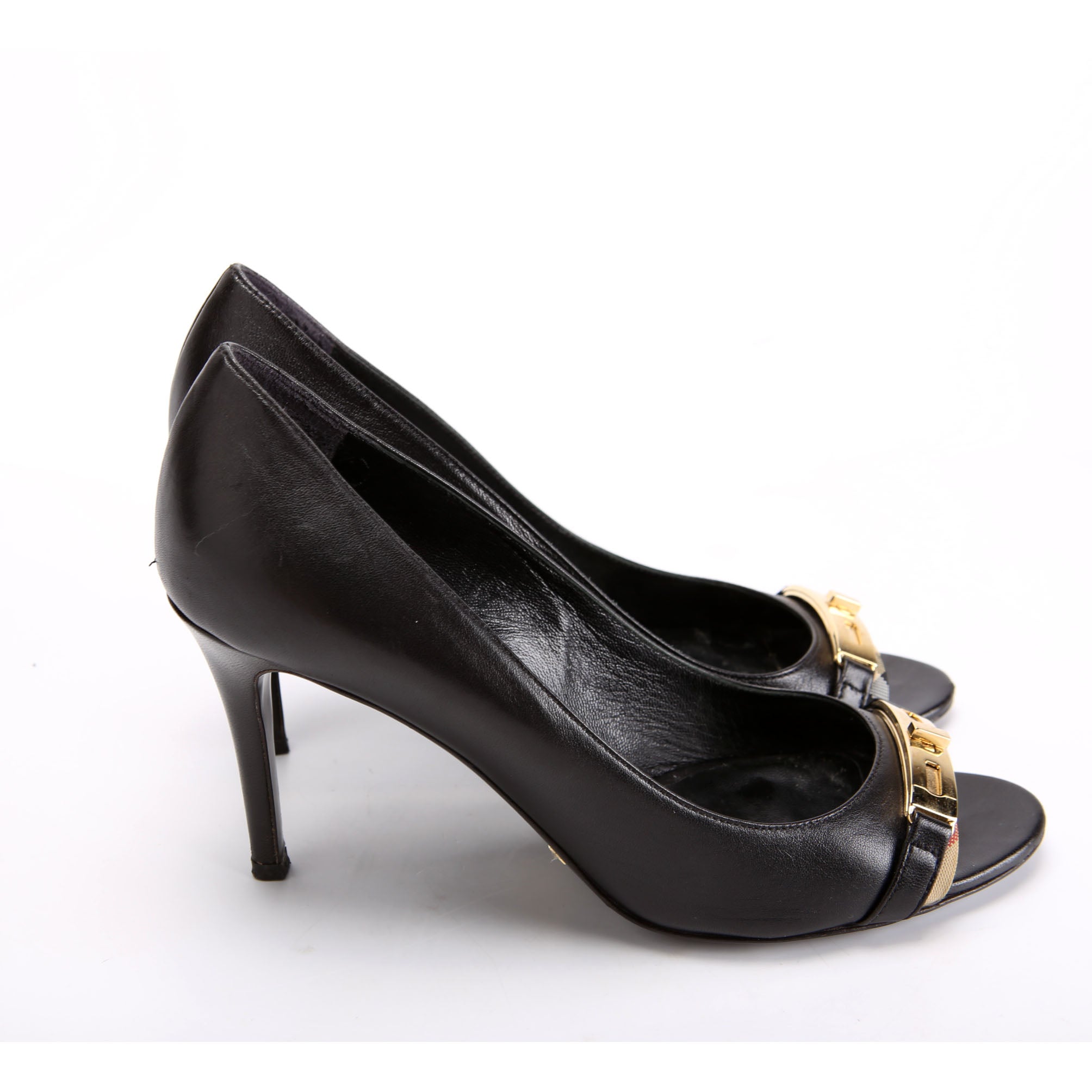Open Toe Pumps Size 38 Black/Gold