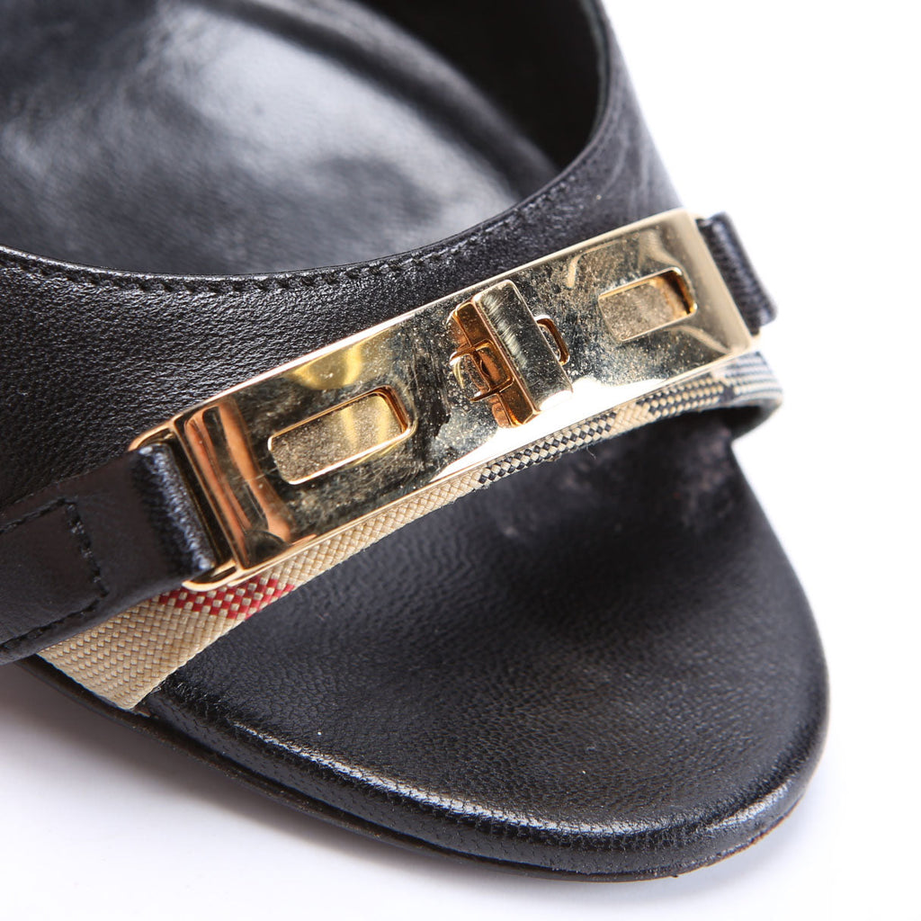Open Toe Pumps Size 38 Black/Gold