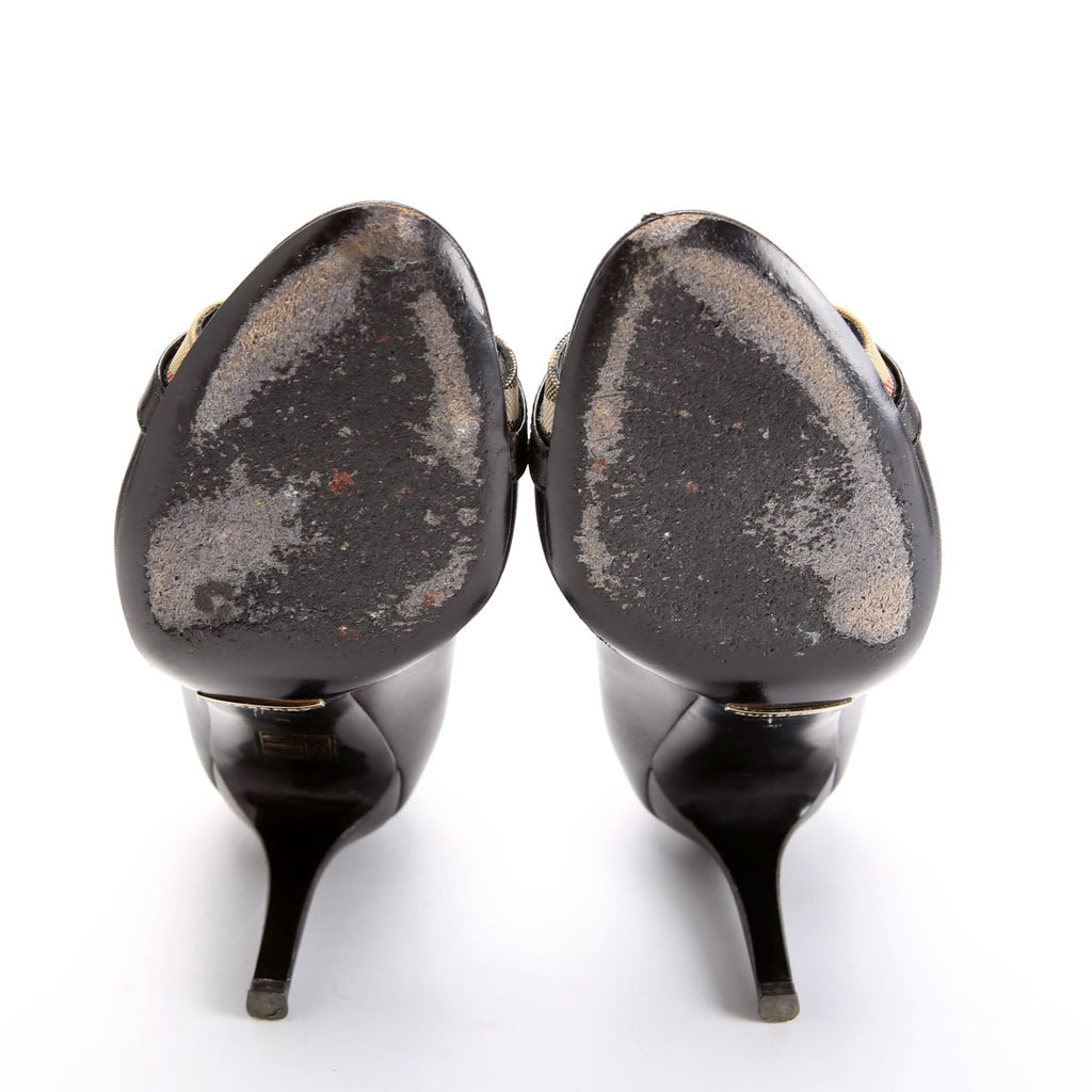 Open Toe Pumps Size 38 Black/Gold