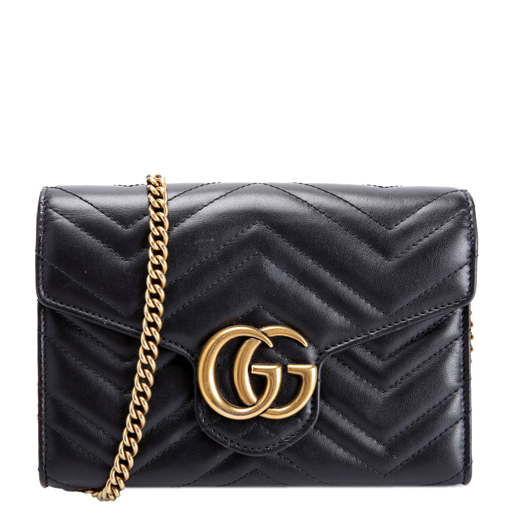 Gucci 474575 Marmont Chain Wallet Black