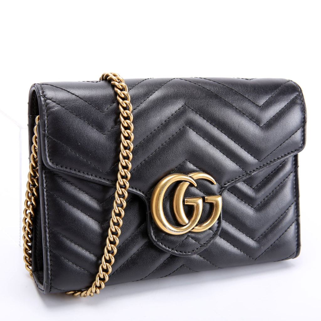 Gucci 474575 Marmont Chain Wallet Black