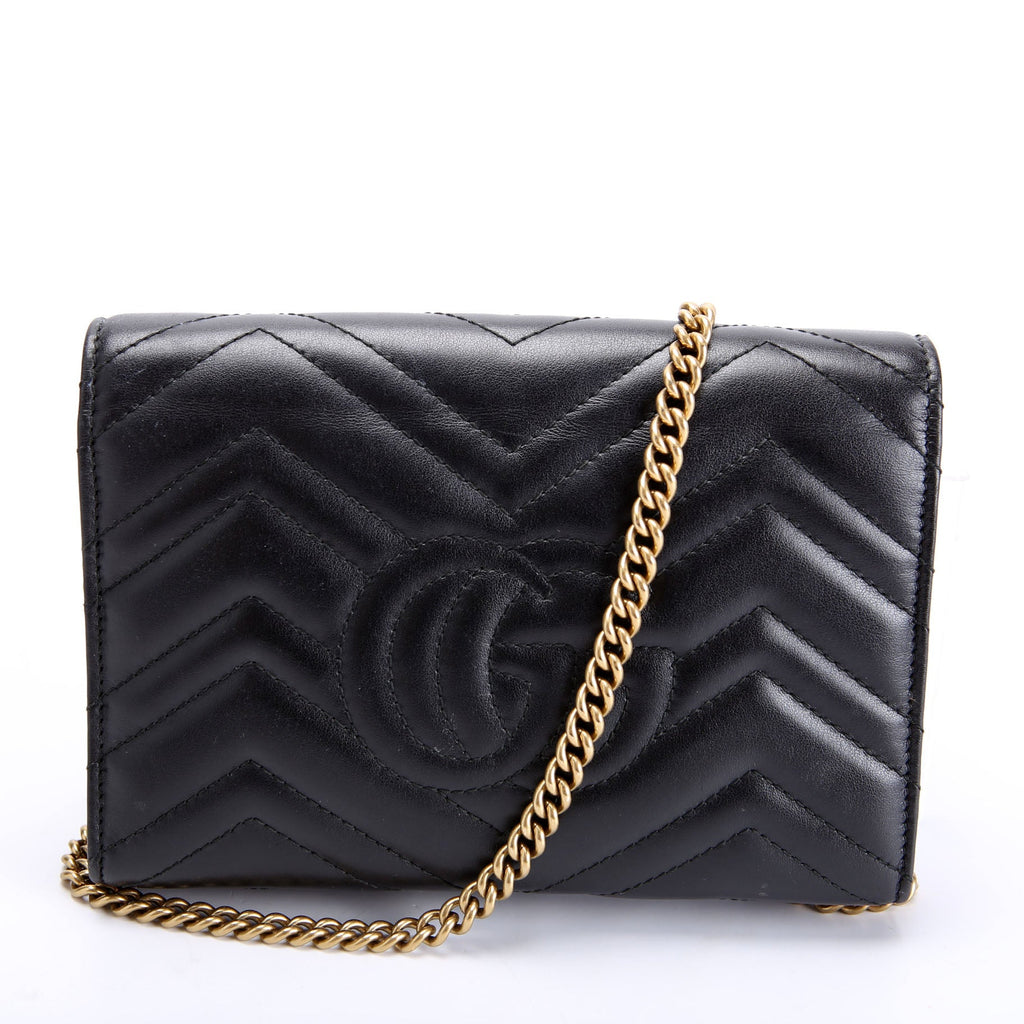 Gucci 474575 Marmont Chain Wallet Black