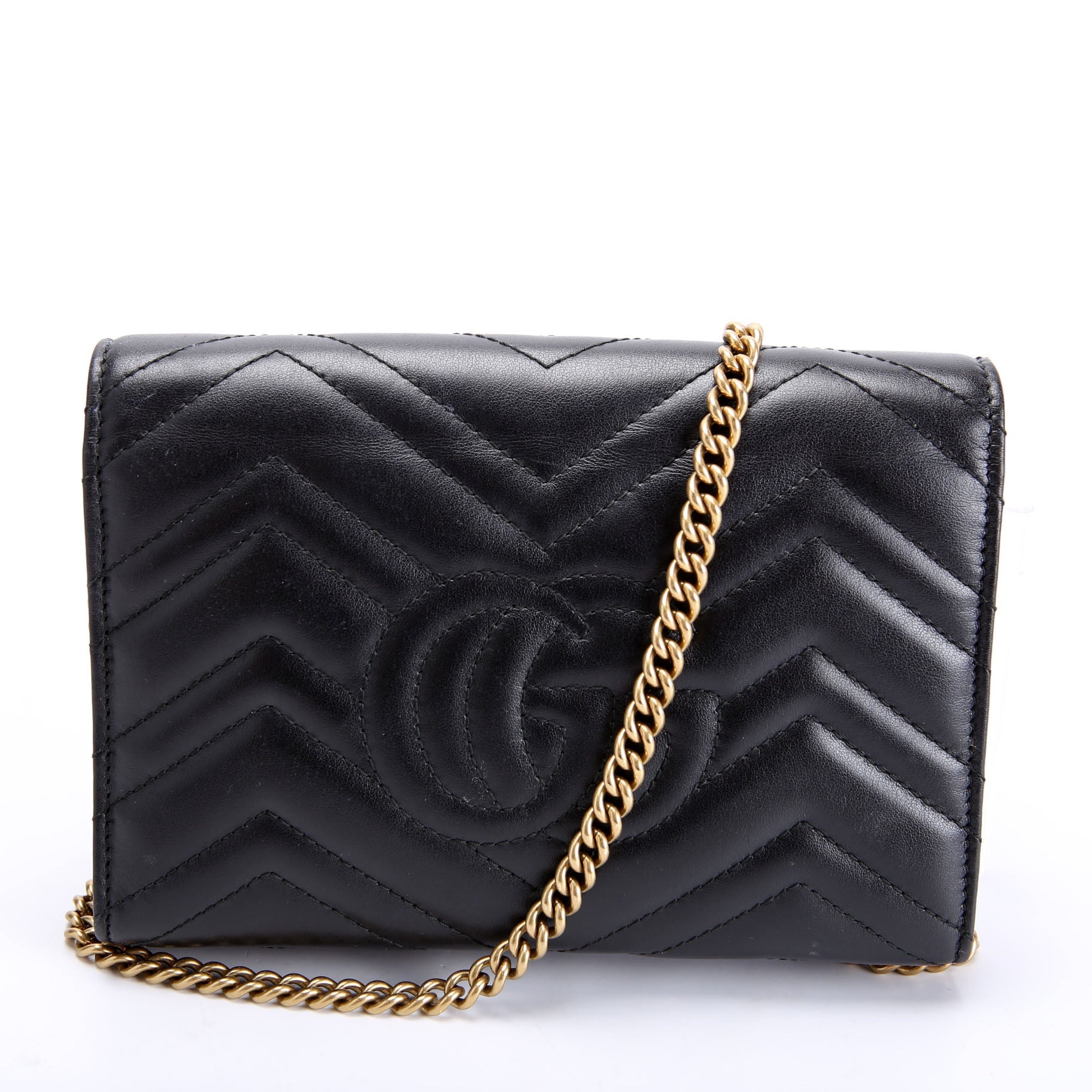 Gucci 474575 Marmont Chain Wallet Black