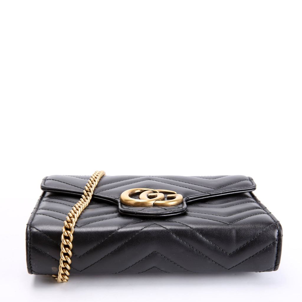 Gucci 474575 Marmont Chain Wallet Black