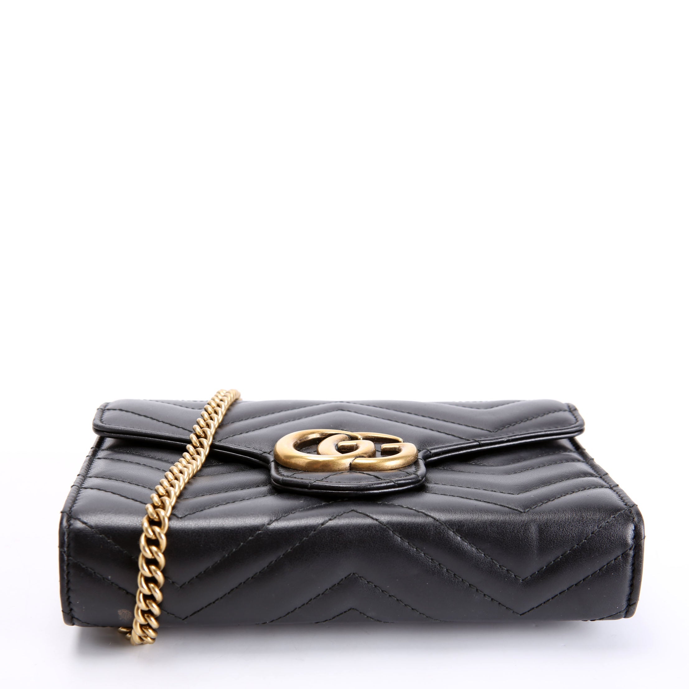 Gucci 474575 Marmont Chain Wallet Black