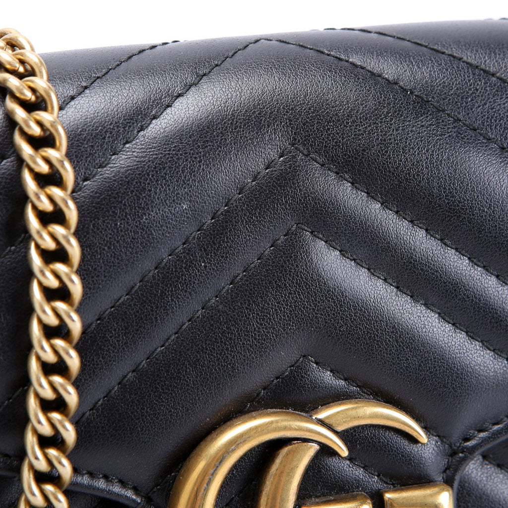 Gucci 474575 Marmont Chain Wallet Black