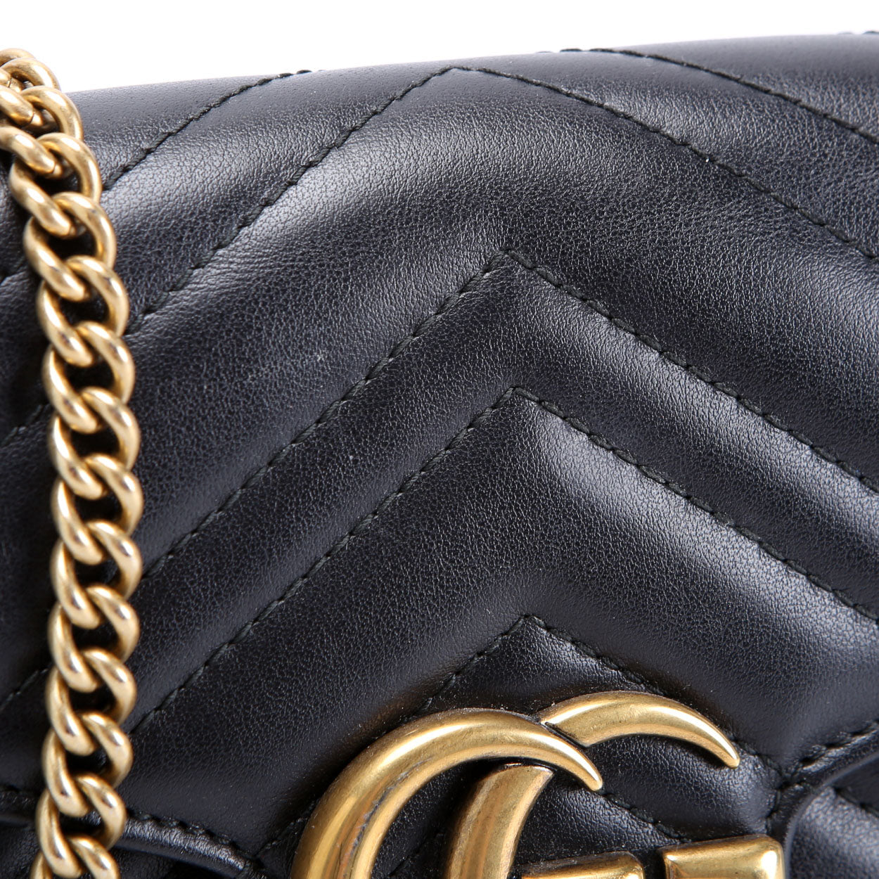 Gucci 474575 Marmont Chain Wallet Black