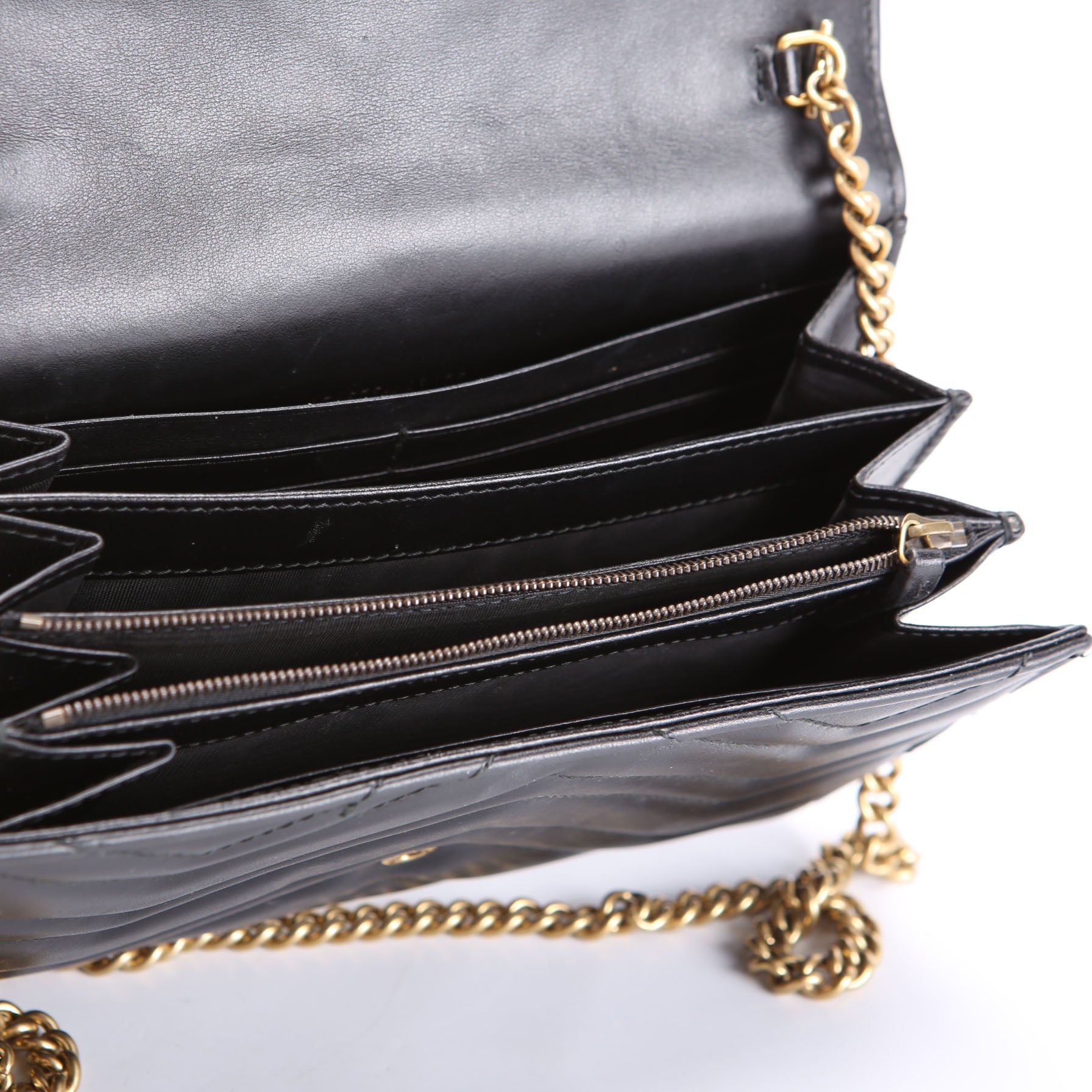 Gucci 474575 Marmont Chain Wallet Black
