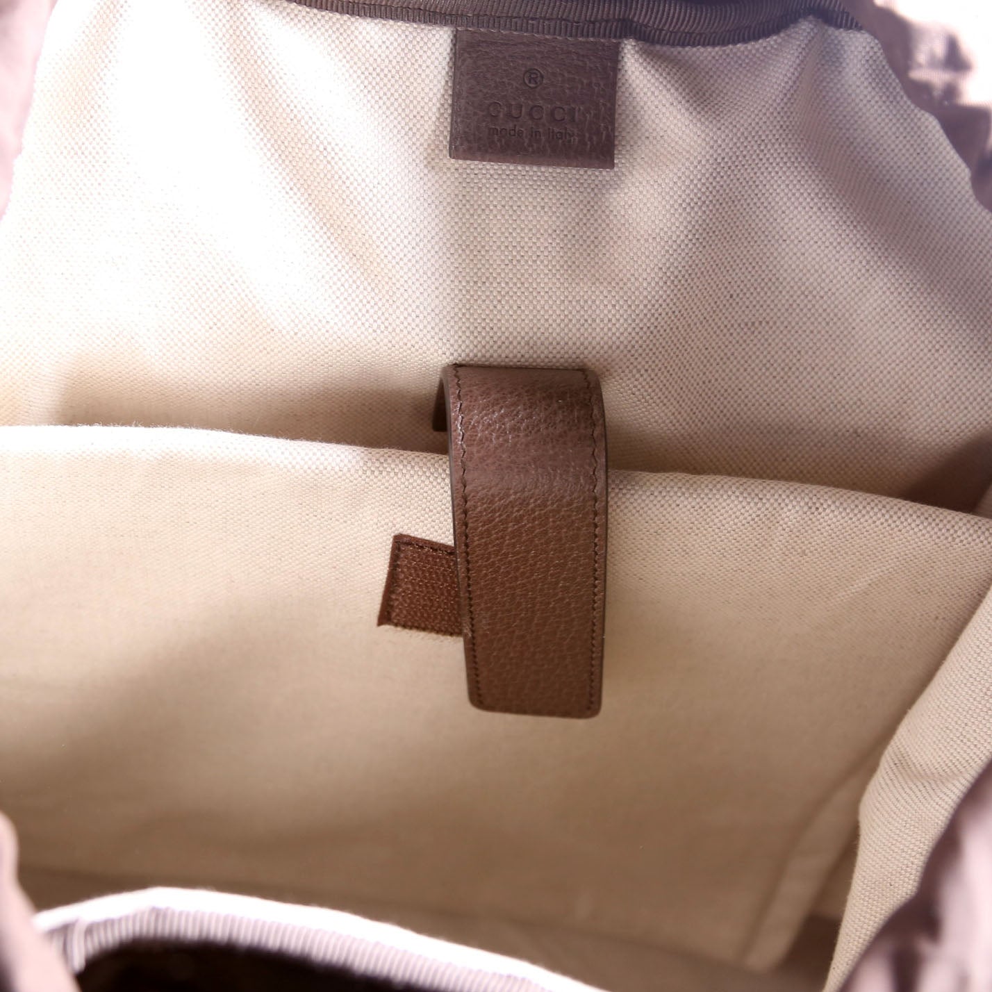 598140 Ophidia Leather Double Buckle Backpack Medium Brown