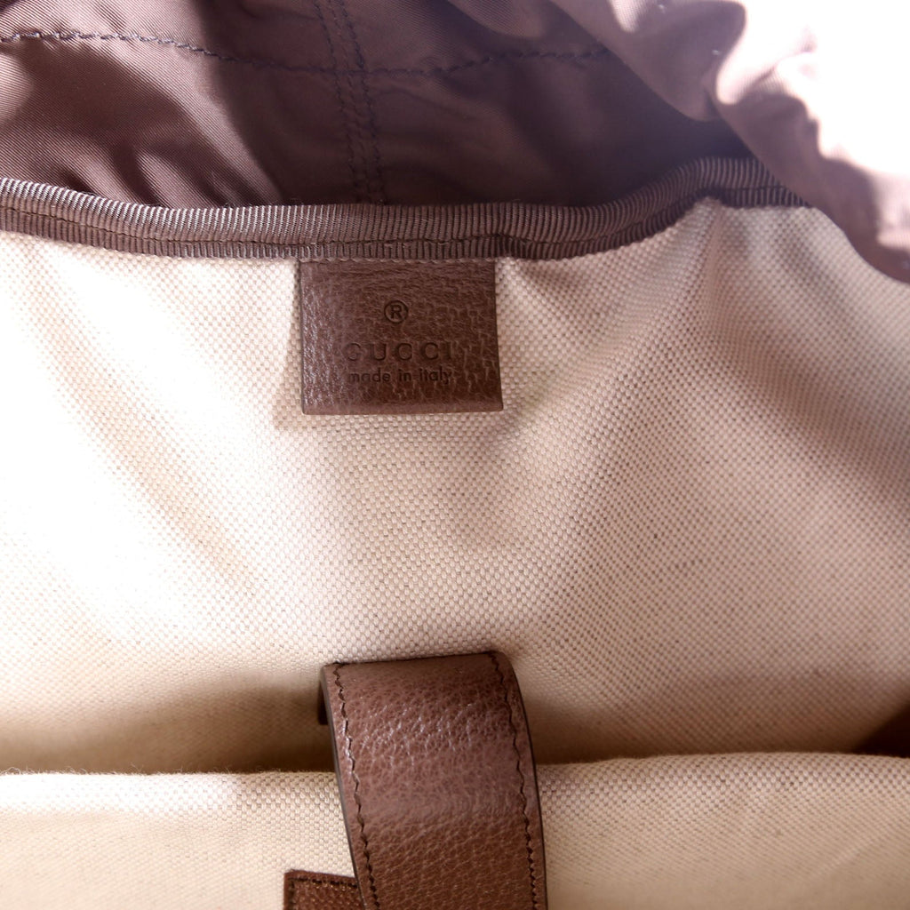 598140 Ophidia Leather Double Buckle Backpack Medium Brown
