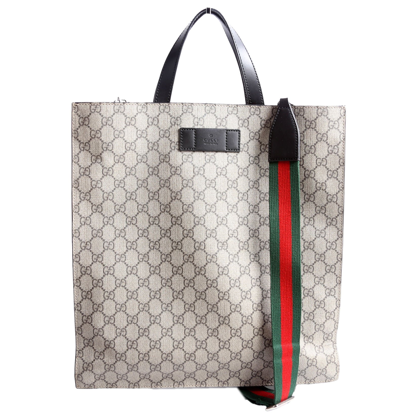 Gucci 456217 GG Supreme Web Vertical Tote Brown