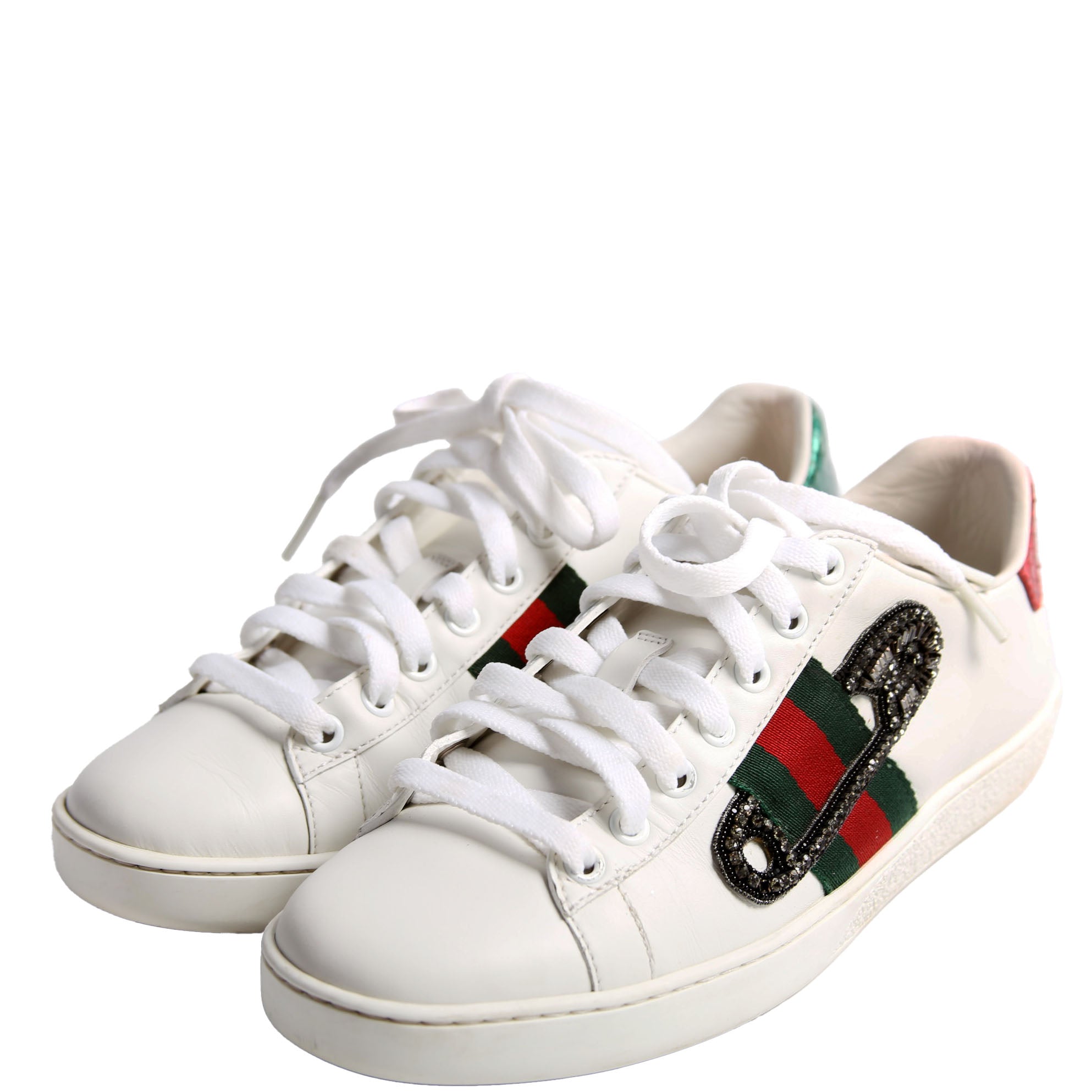 Gucci Ace Web Safety Pin Sneakers Size 37