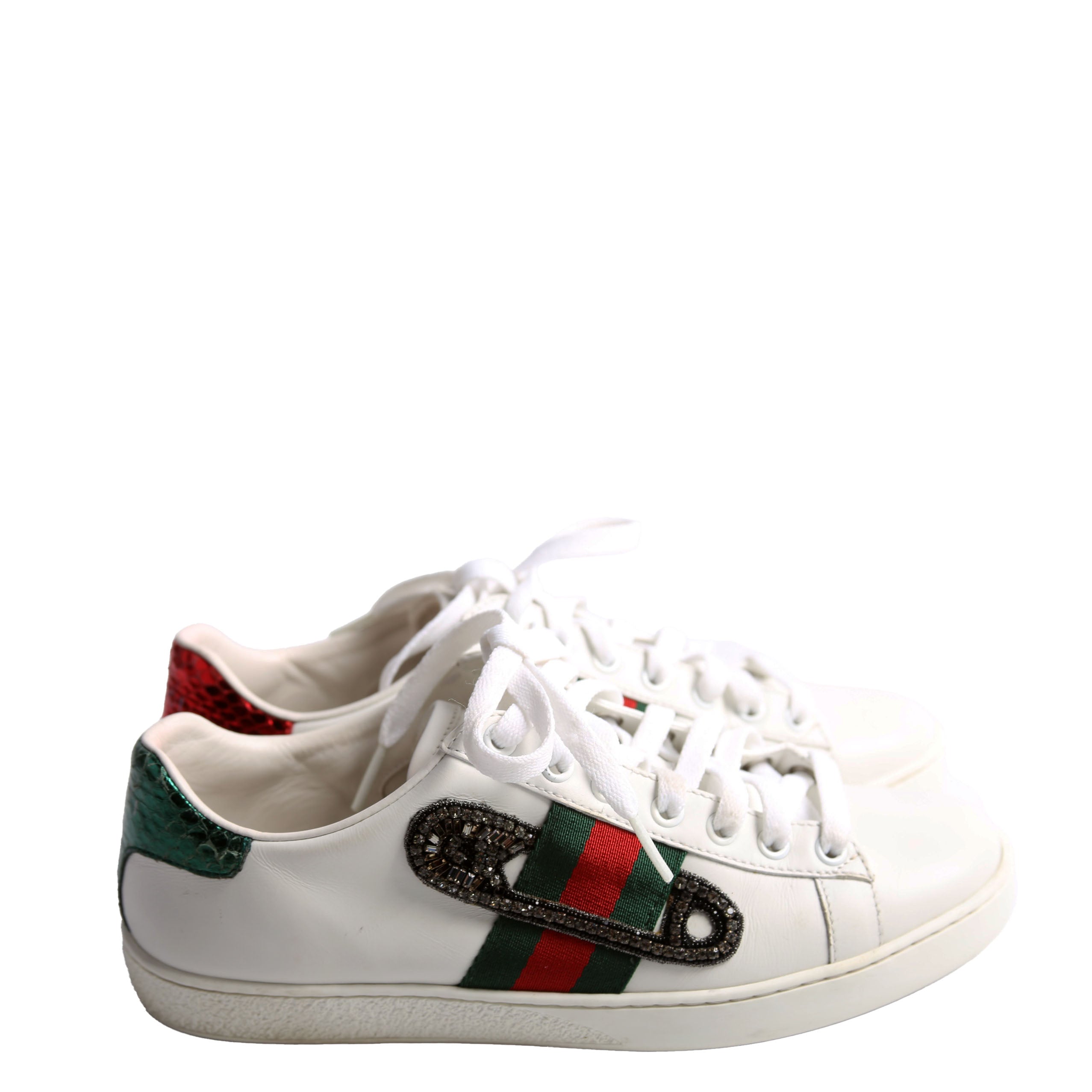 Gucci Ace Web Safety Pin Sneakers Size 37