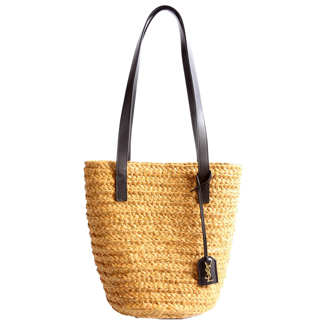 Raffia Panier Tote Small Black/Brown