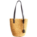 Raffia Panier Tote Small Black/Brown